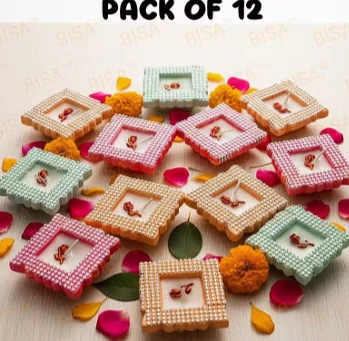 Handmade Clay Diya Set (Pack of 12) | Multi-Colour Traditional Mitti Diya