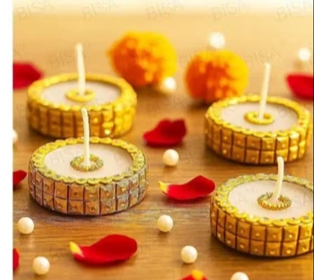 Designer Wooden Diya Set (PACK OF4)