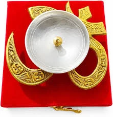 Om Brass Diya with Velvet Gift Box