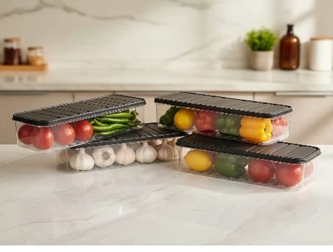 Heavy - Duty plastic storage container multipurpose kitchen, pantry and fridge o