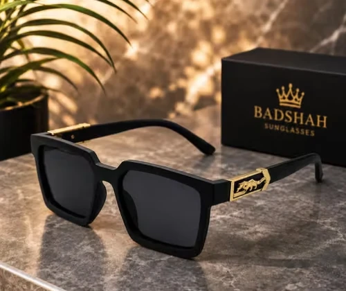 Unisex Black Square Sunglasses with UV400 Protection | Matte Black Frame | Styli