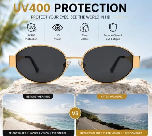 Stylish Black Round Metal UV Protected Sunglasses for Men & Women (Pack of 2)